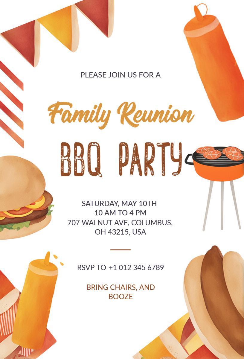 Joyful Family Reunion Summer BBQ Party Invitation Template