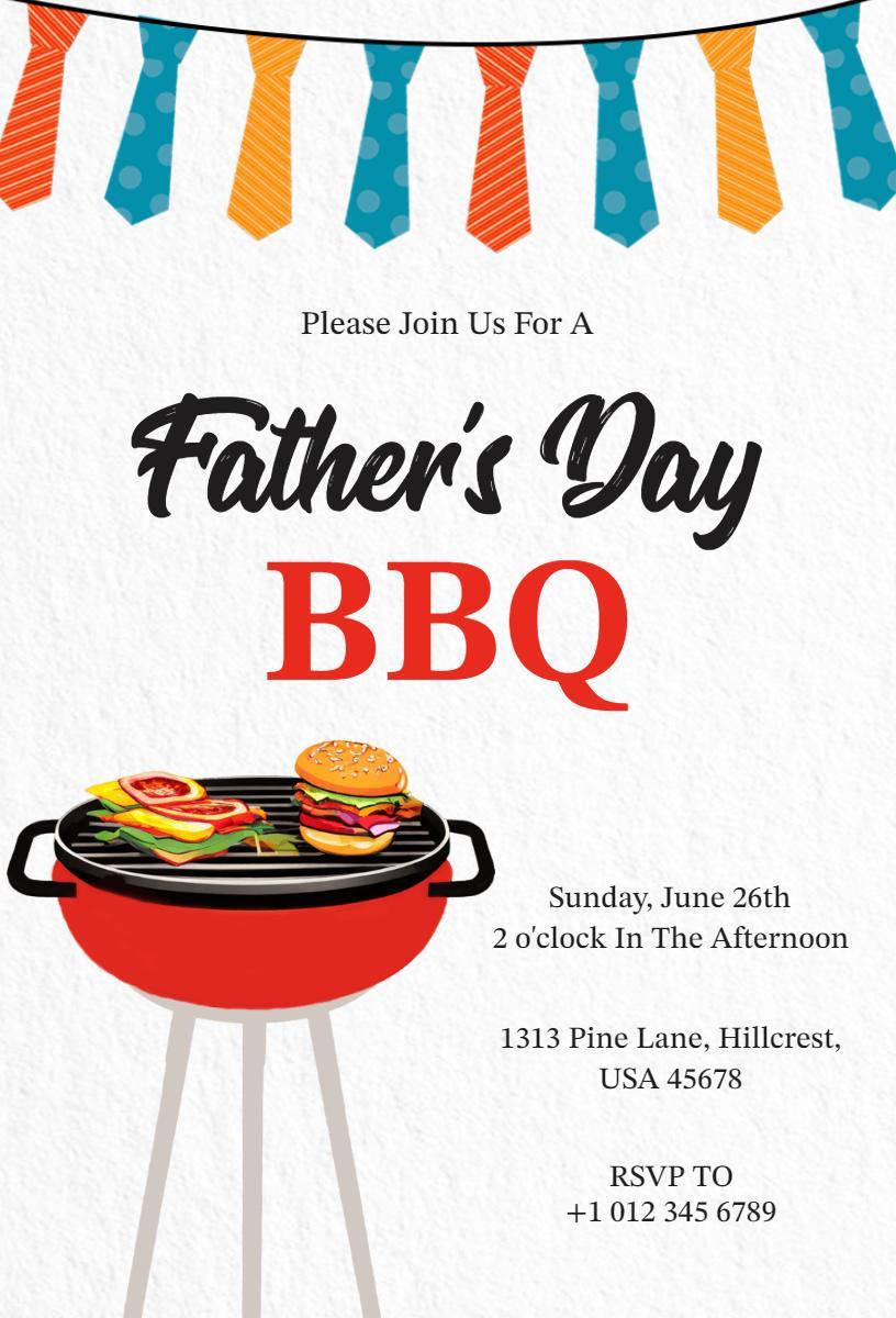 Joyful Father's Day BBQ Family Gathering Invitation Template