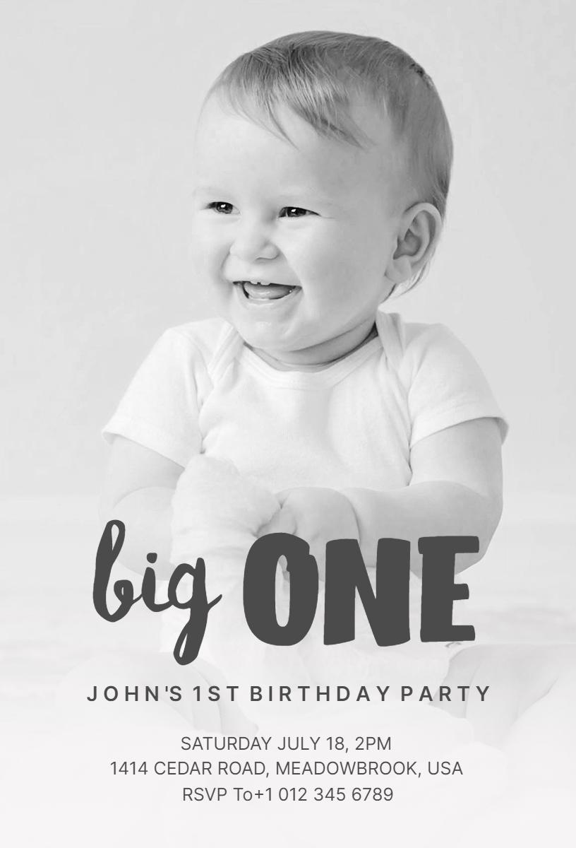 Joyful First Birthday Celebration Photo Invitation Template