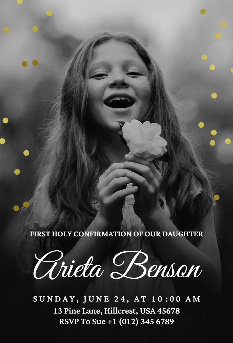 Joyful First Holy Confirmation Celebration Invitation Template