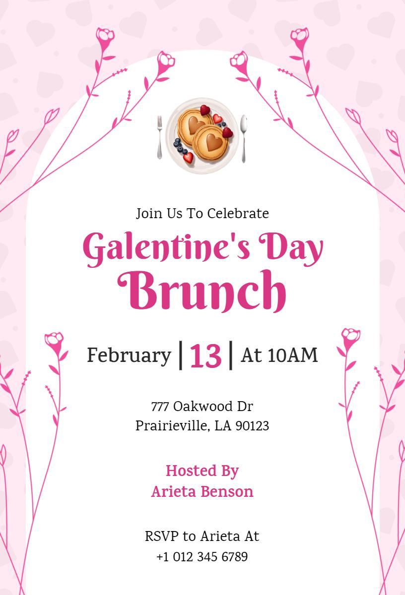 Joyful Galentine's Day Brunch Celebration Invitation Template