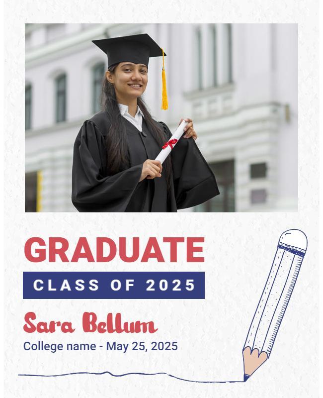 Joyful Graduation Celebration with Bold Red and Blue Poster Template