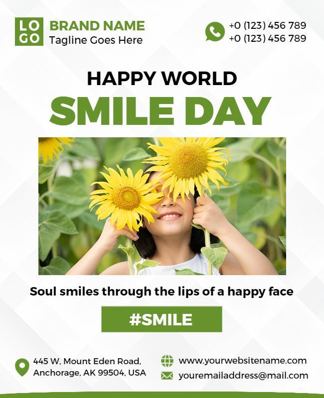 Joyful Green World Smile Day Celebration Poster Template