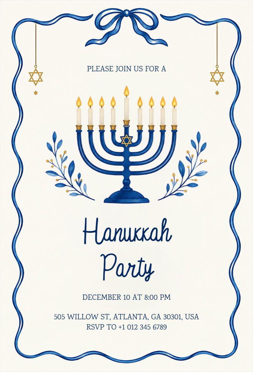 Joyful Hanukkah Celebration Party Invitation Template