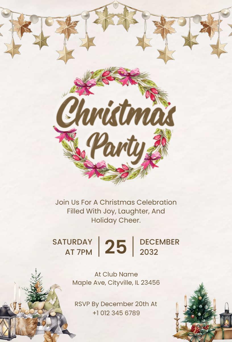 Joyful Holiday Cheer Christmas Celebration Invitation Template