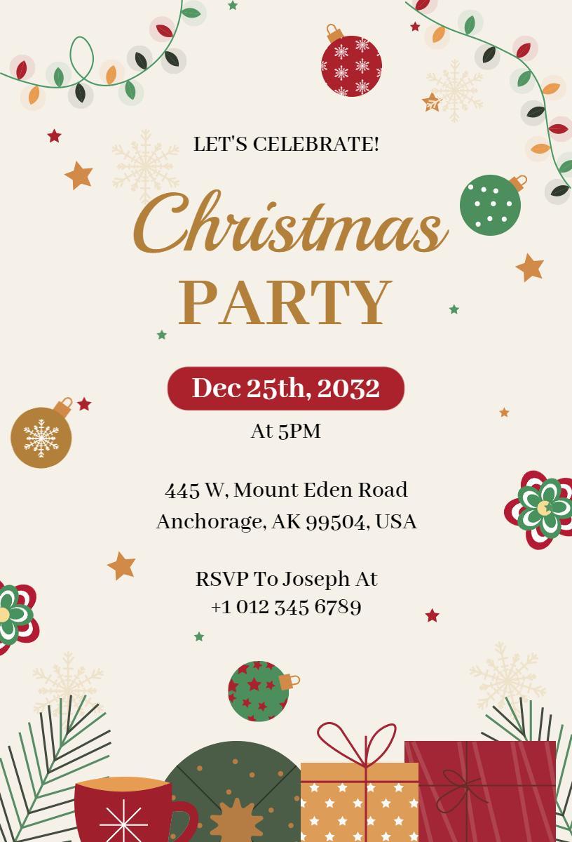 Joyful Holiday Festive Christmas Party Celebration Invitation Template