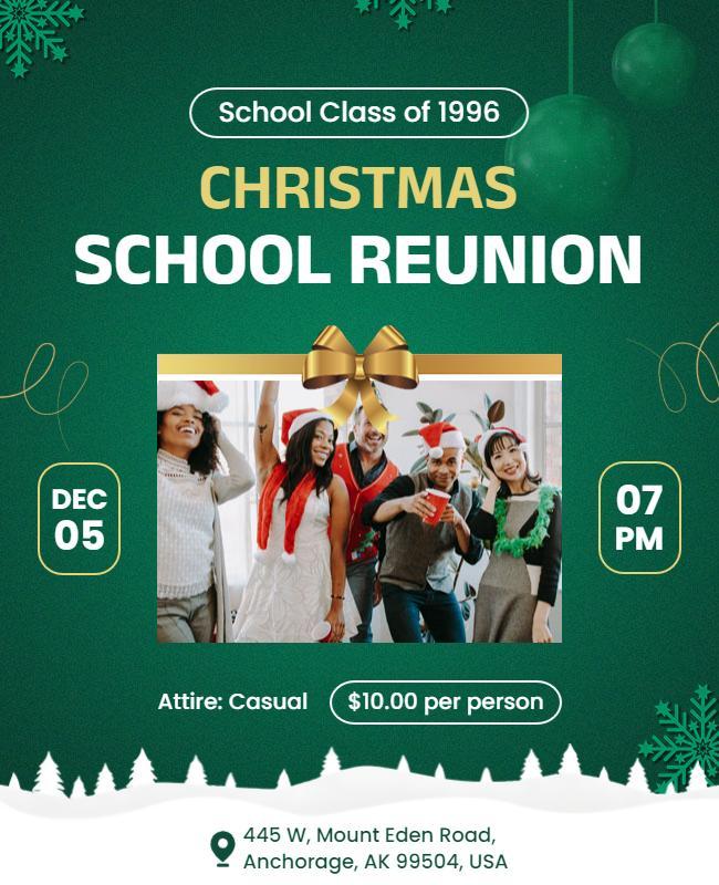 Joyful Holiday Green Class of 1996 Reunion Event Poster Template