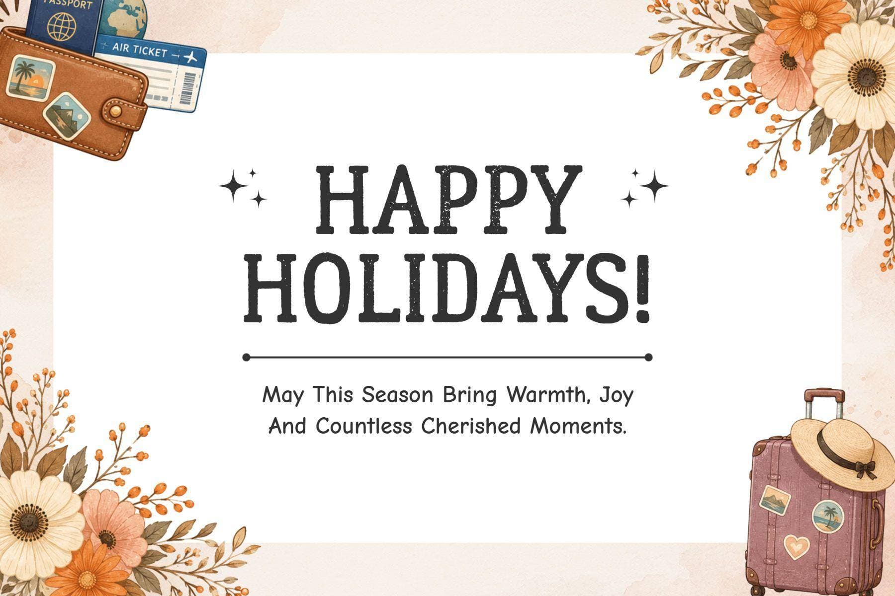 Joyful Holiday Travel Greetings Postcard Template
