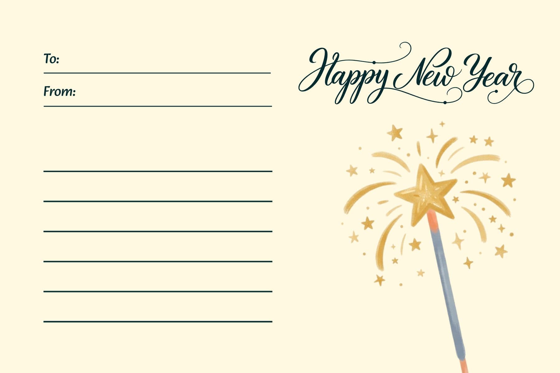 Joyful New Year Wishes Sparkle Postcard Template