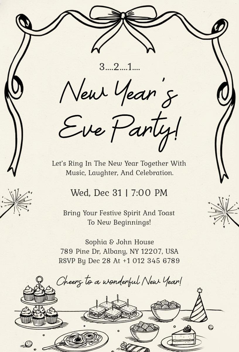 Joyful New Year’s Eve Festivities Celebration Invitation Template
