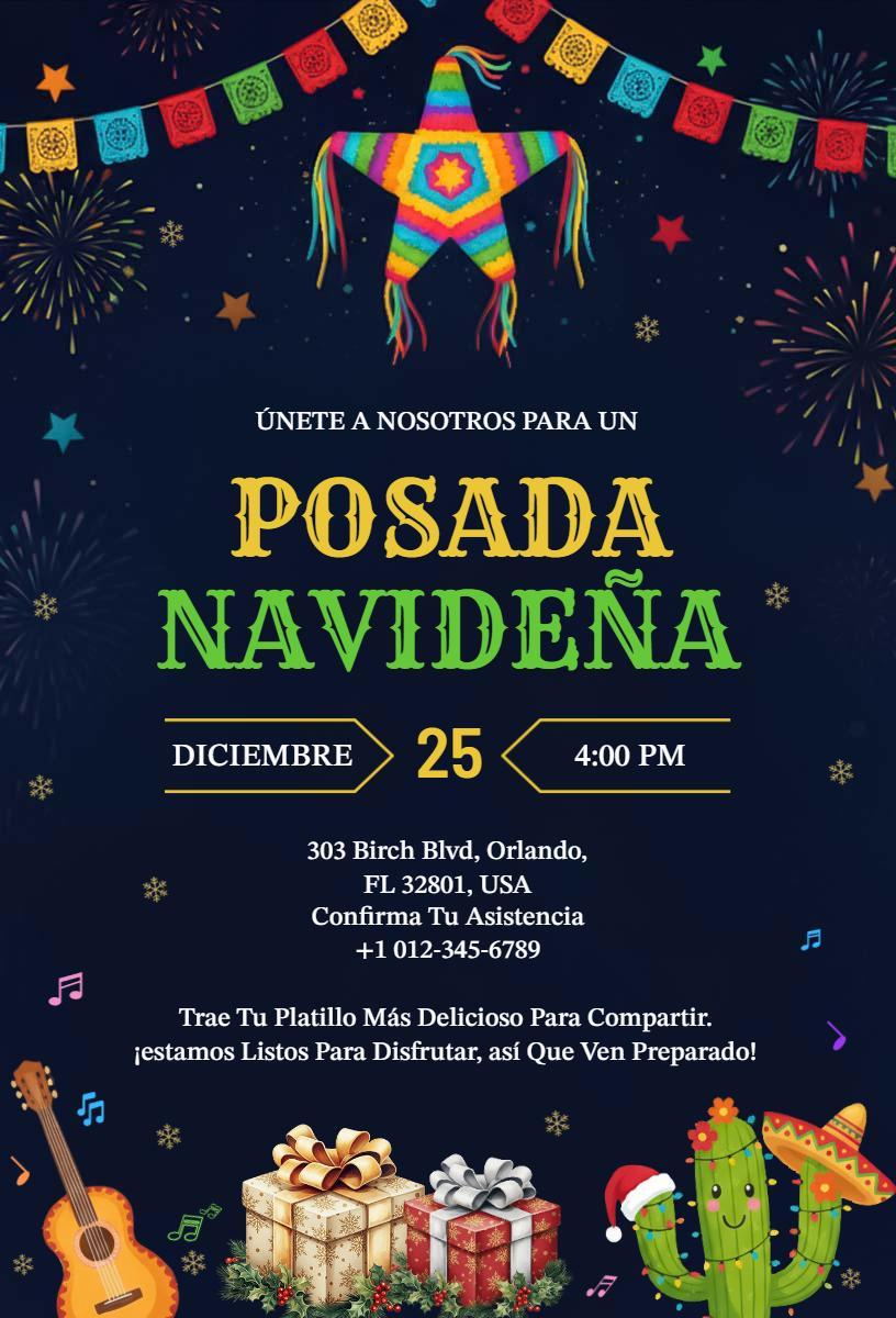 Joyful Posada Navideña Festive Celebration Invitation Template