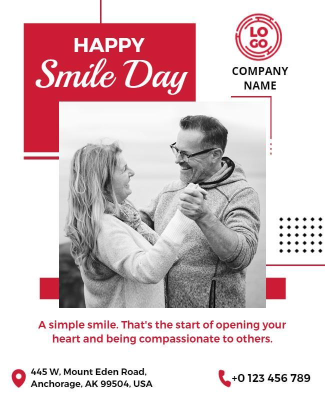 Joyful Red Smile Day Celebration Poster Template