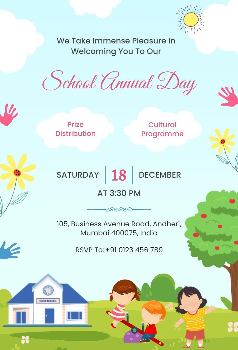 Joyful School Annual Day Celebration Invitation Template