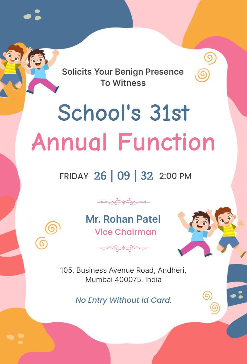 Joyful School Annual Function Celebration Invitation Template