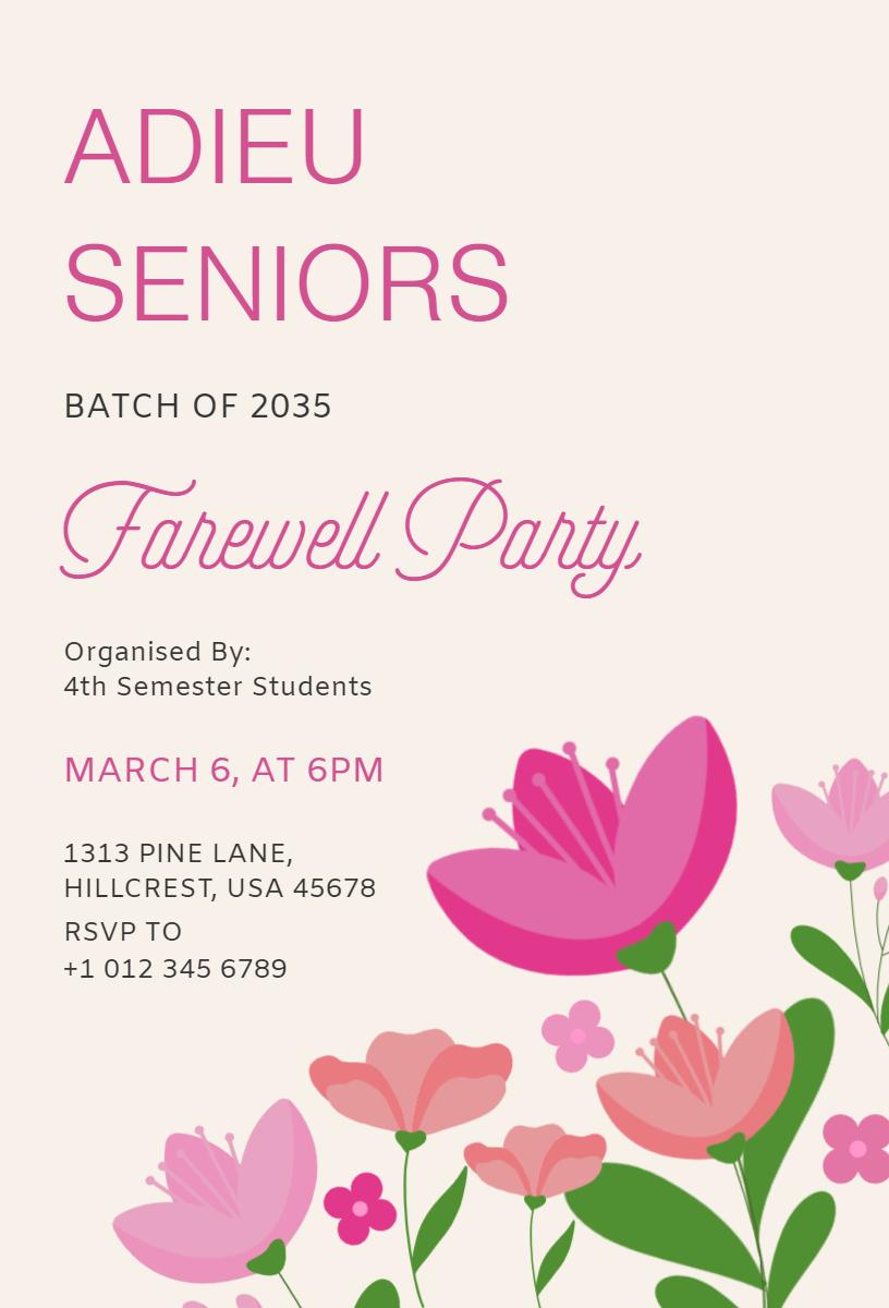 Joyful Seniors Farewell Party Celebration Invitation Template