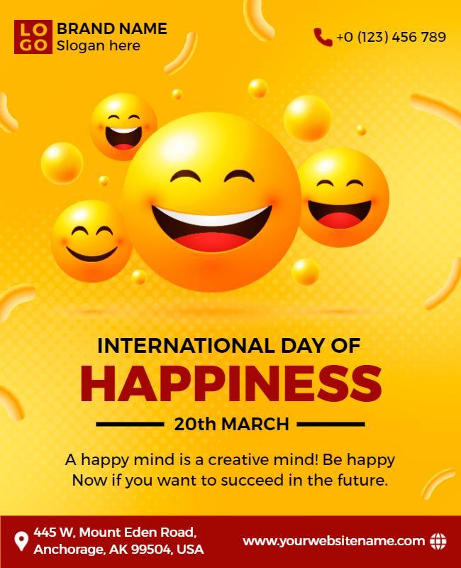 Joyful Smiley Faces Decorated Happiness Celebration Poster Template