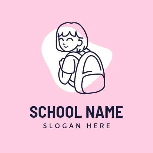 Joyful Student Illustration on Pink Background for School Logo Template