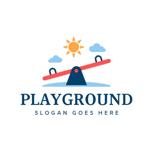 Joyful Sun and Seesaw Representing Fun Playground Logo Template