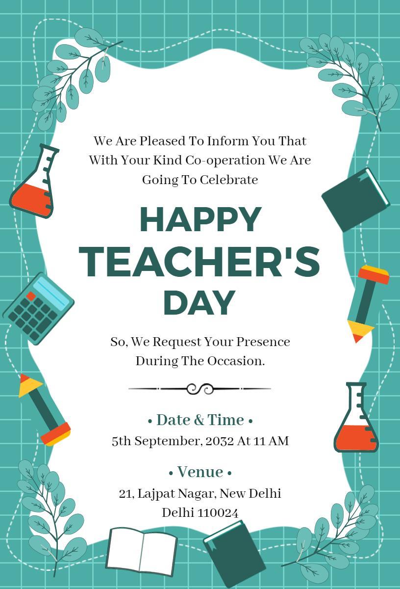 Joyful Teacher's Day Celebration Appreciation Invitation Template