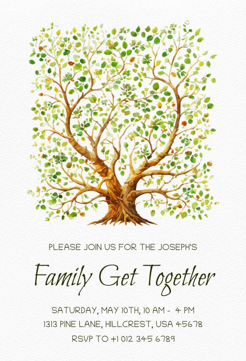 Joyful Tree-Themed Family Get Together Invitation Template