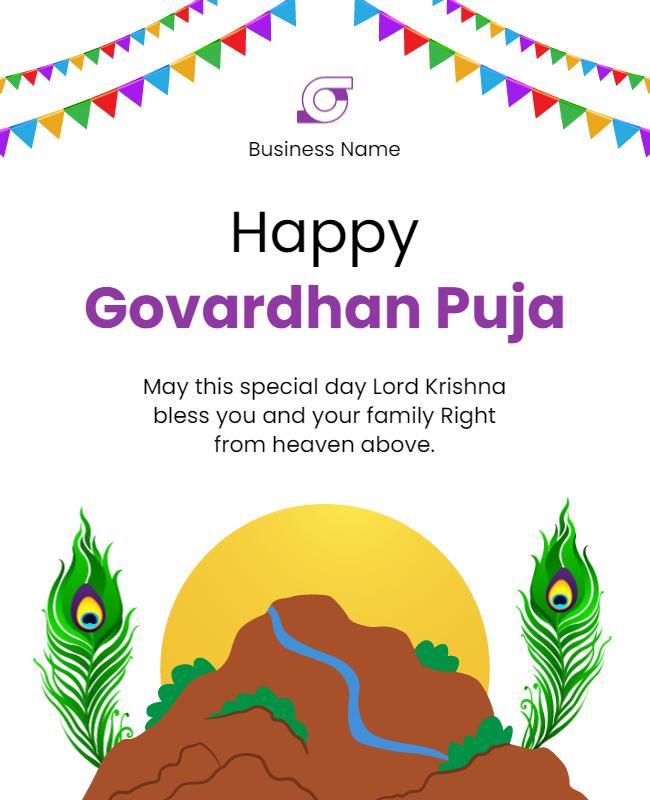 Joyful Vibrant Govardhan Puja Celebration Festival Poster Template