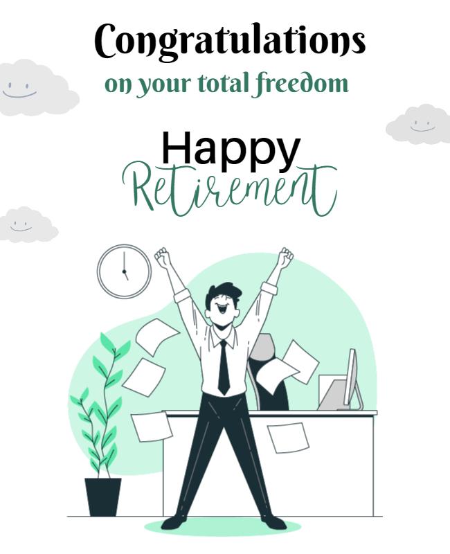 Joyful Vintage Retirement Celebration with Happy Freedom Poster Template