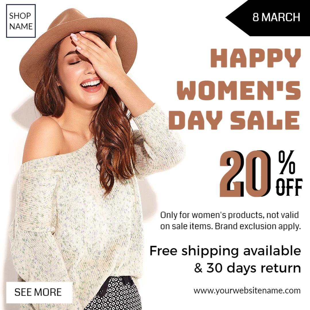 Joyful Women's Day Celebration Sale with Discounts Ad Template