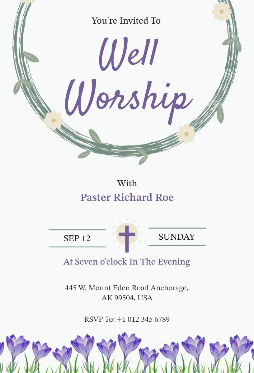 Joyful Worship Service Celebration Church Invitation Template