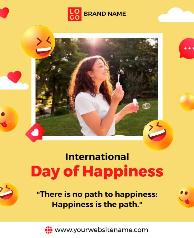 Joyful Yellow International Day of Happiness Poster Template