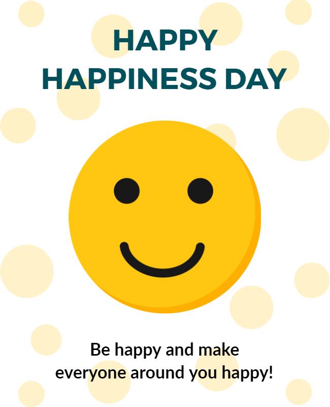 Joyful Yellow Smiley Face Happiness Day Poster Template