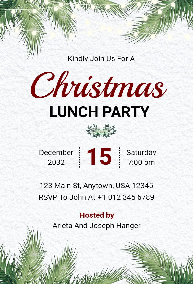 Joyous Christmas Lunch Party Gathering Invitation Template