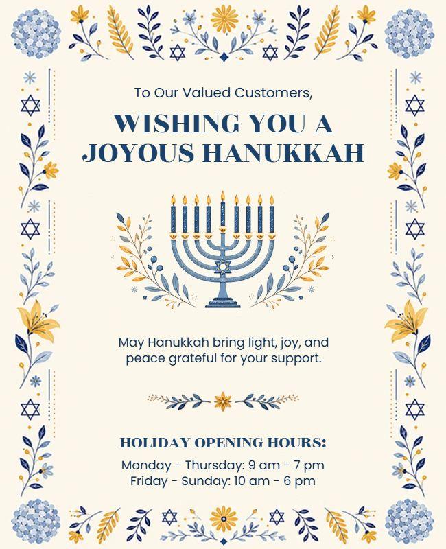 Joyous Hanukkah Celebration Announcement Poster Template