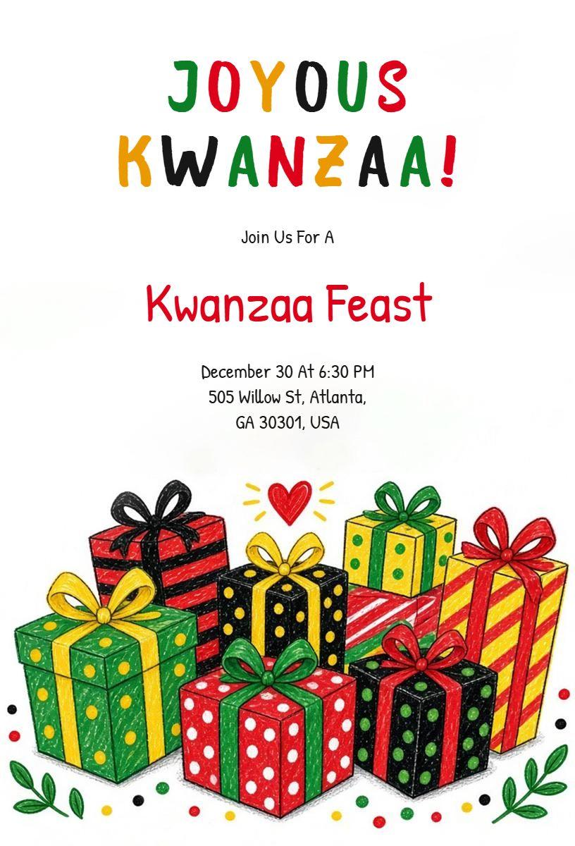 Joyous Kwanzaa Feast Celebration Invitation Template