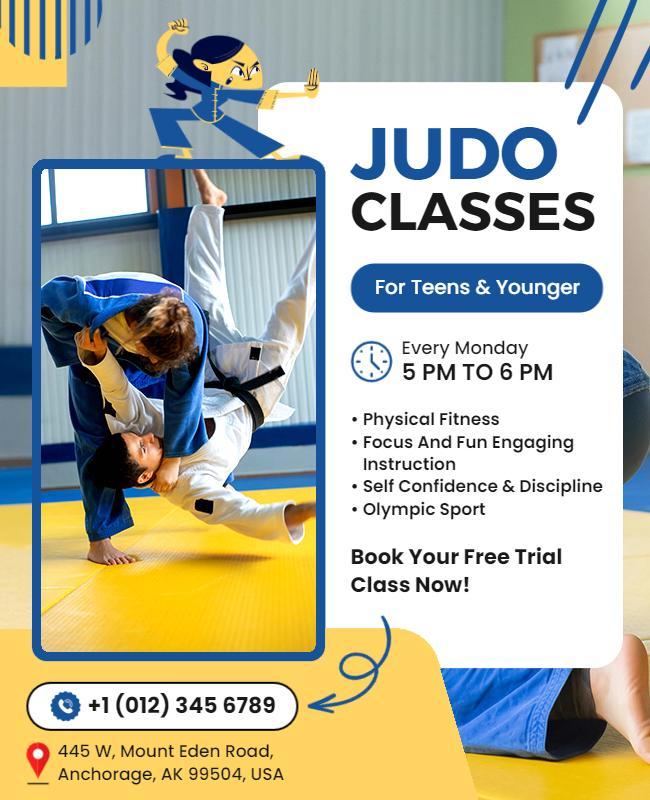 Judo Self Defense Class for Teens Flyer Template