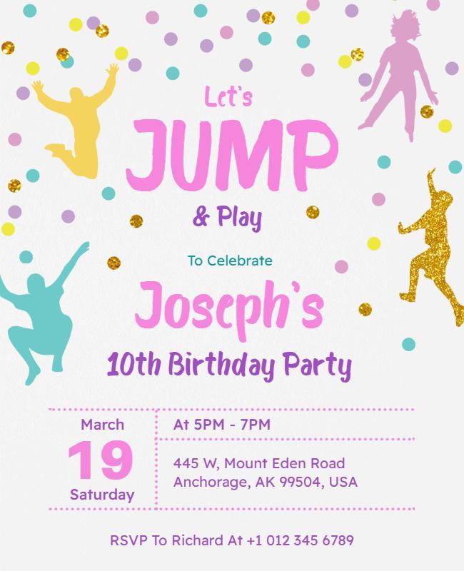Jump and Play Kids Birthday Party Invitation Flyer Template