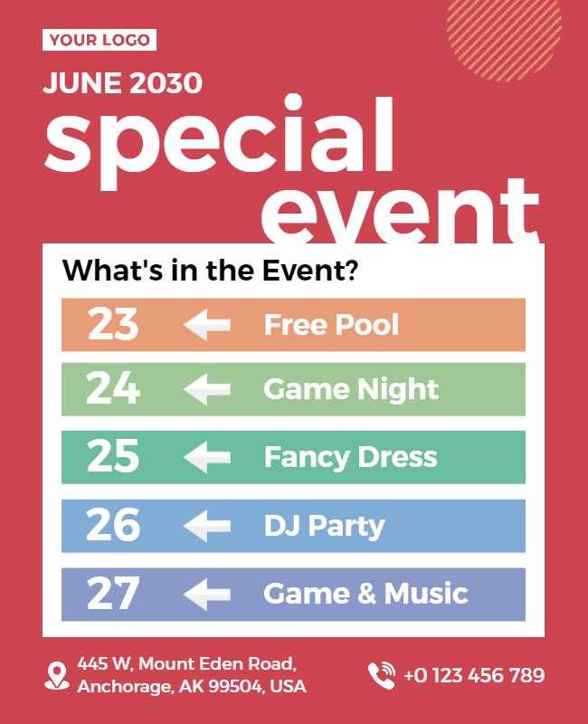 June Special Event Activities Flyer Template