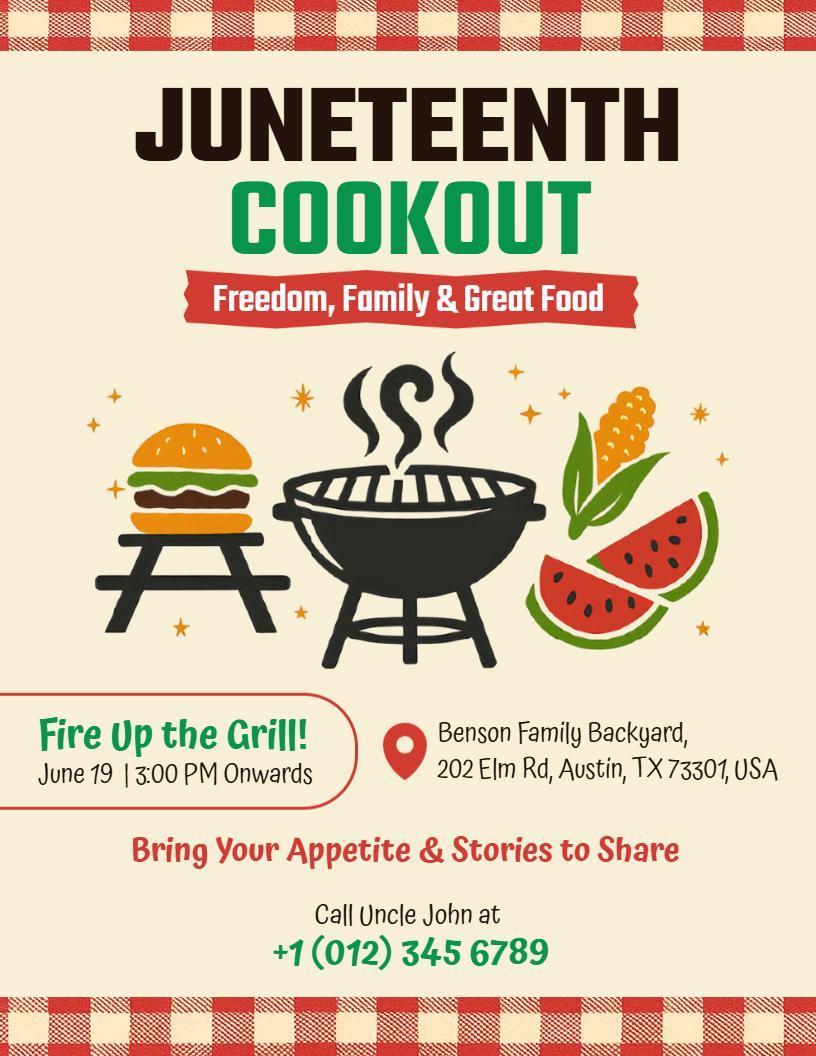 Juneteenth Backyard Cookout Celebration Flyer Template