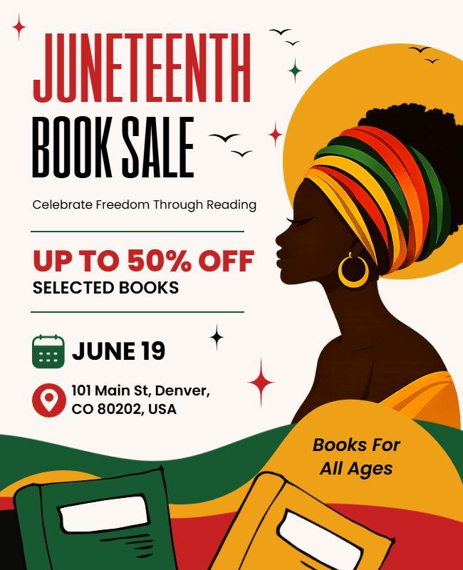 Juneteenth Book Sale Promotional Flyer Template