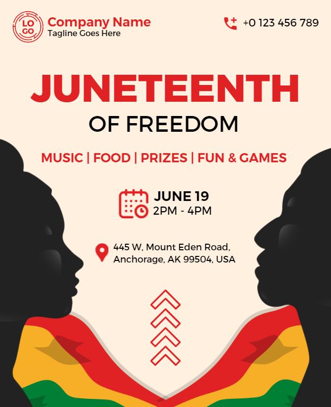 Bold Red Juneteenth Celebration of Freedom Flyer Template