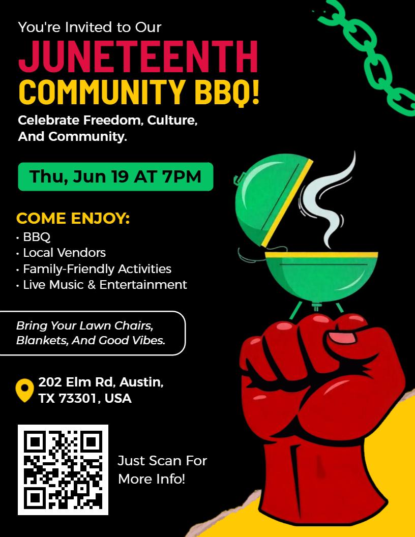 Juneteenth Community BBQ Celebration Event Flyer Template
