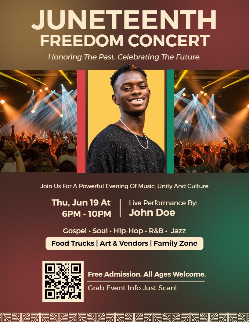 Juneteenth Freedom Concert Celebration Flyer Template