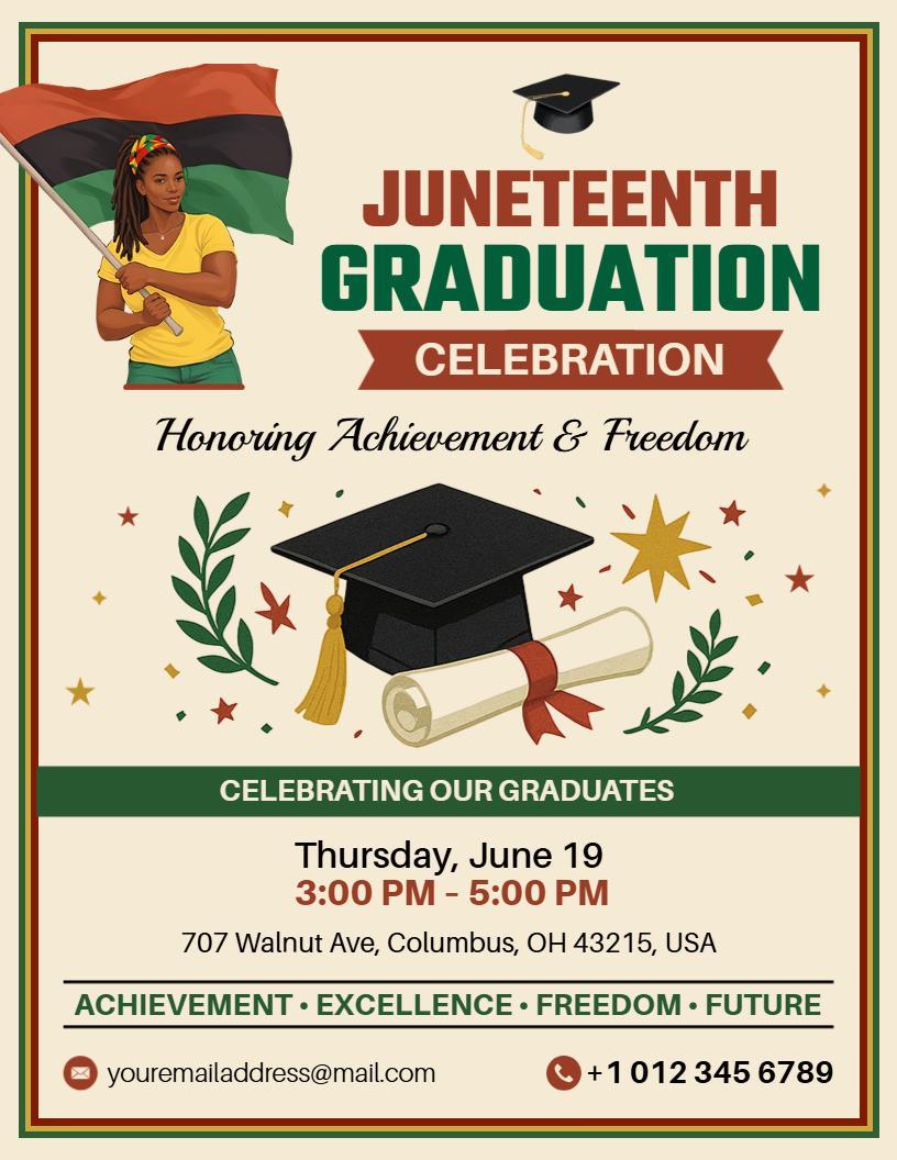 Juneteenth Graduation Achievement Celebration Flyer Template