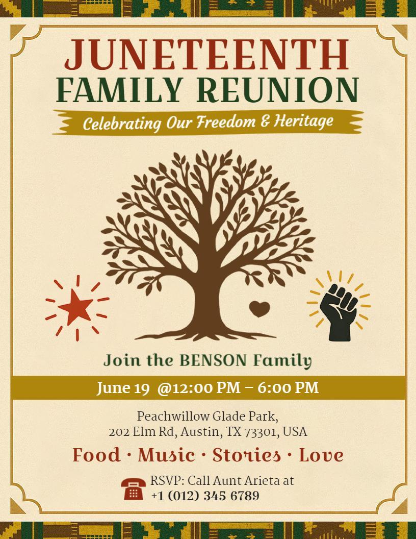 Juneteenth Heritage Family Reunion Flyer Template