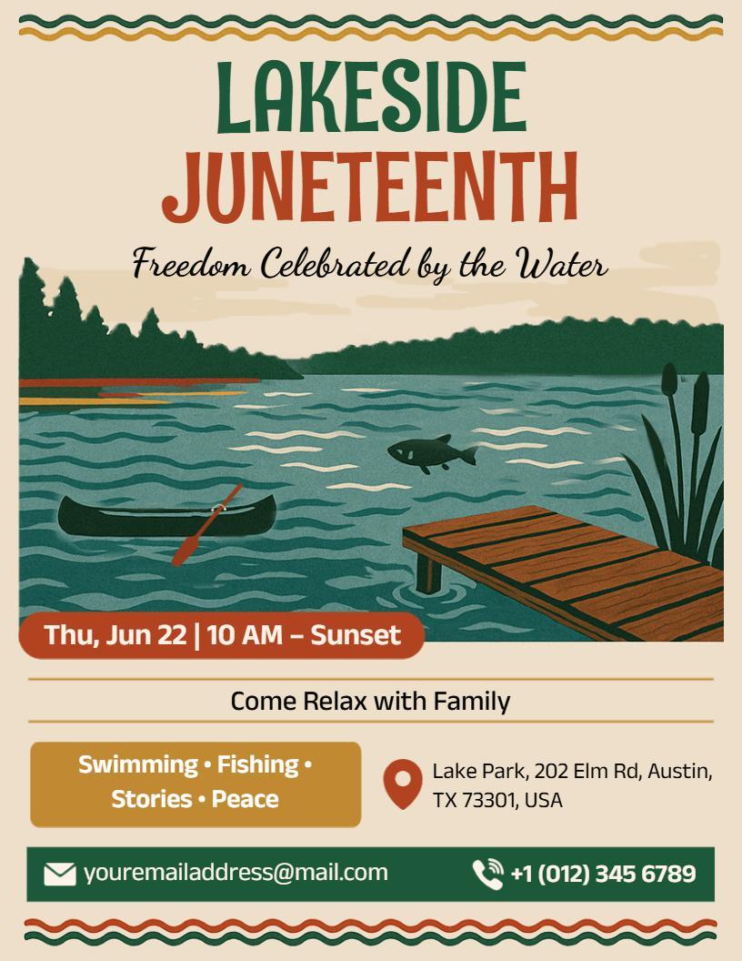 Juneteenth Lakeside Family Celebration Flyer Template