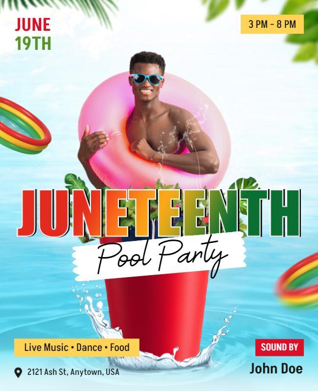 Juneteenth Pool Party Celebration Flyer Template