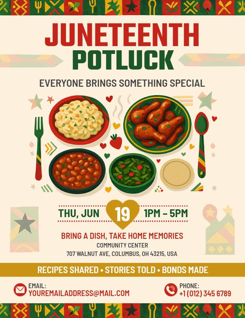 Juneteenth Potluck Celebration Flyer Template