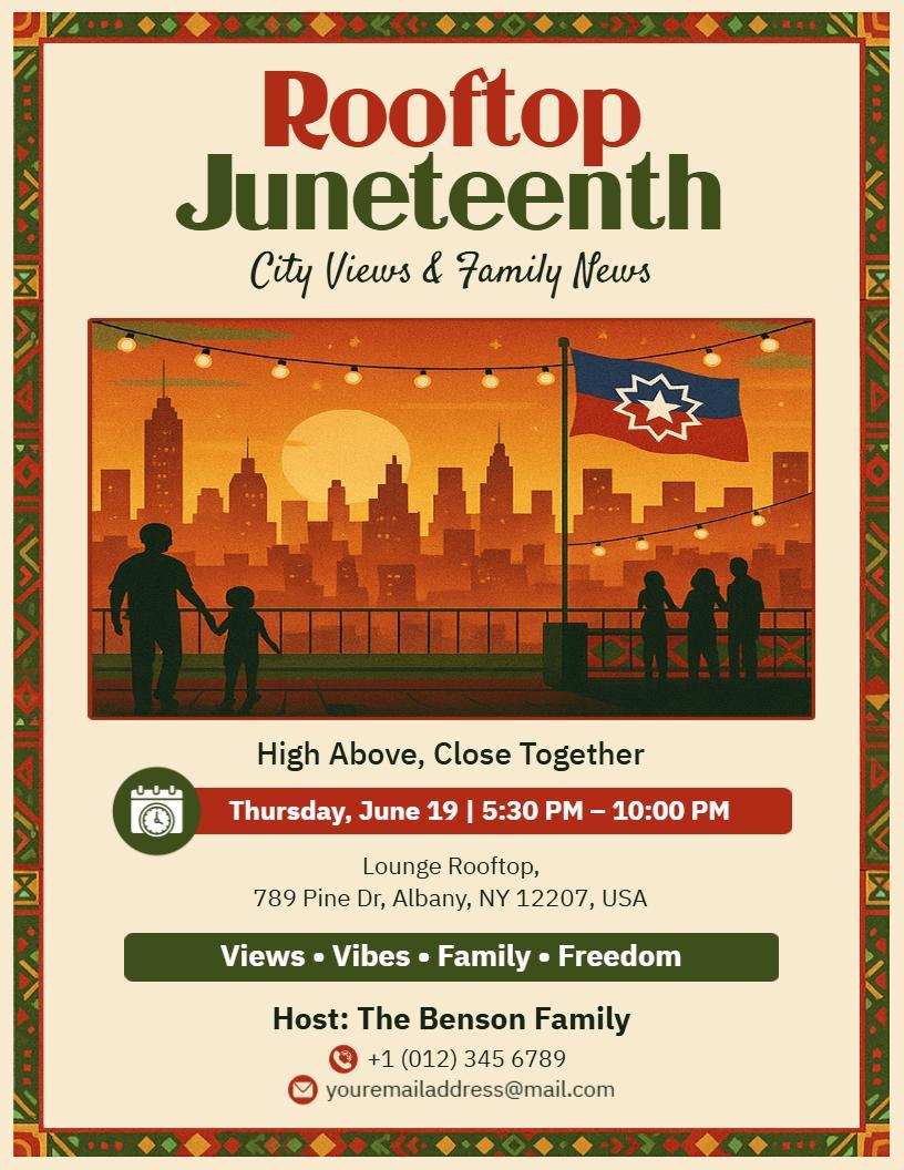 Juneteenth Rooftop Family Gathering Flyer Template