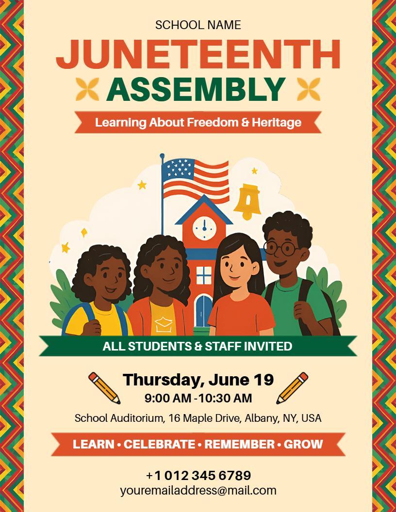 School Assembly Juneteenth Celebraton Flyer