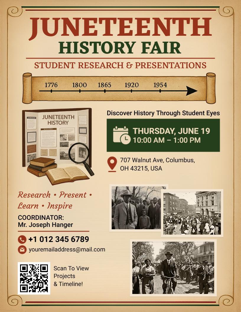 Student Juneteenth History Fair Flyer