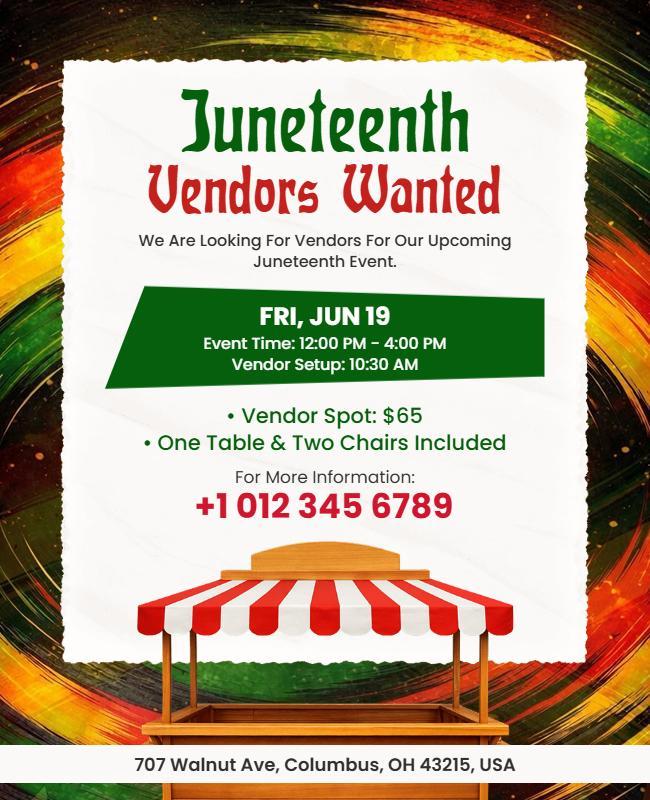Juneteenth Vendors Wanted Flyer Template